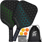 Joncaye Pickle-Ball-Paddle-Set-Of-2, Fiberglass Paddles With 4 Balls, Racket Bag, Ball Bag | Pickleball Racquets With Accessorie