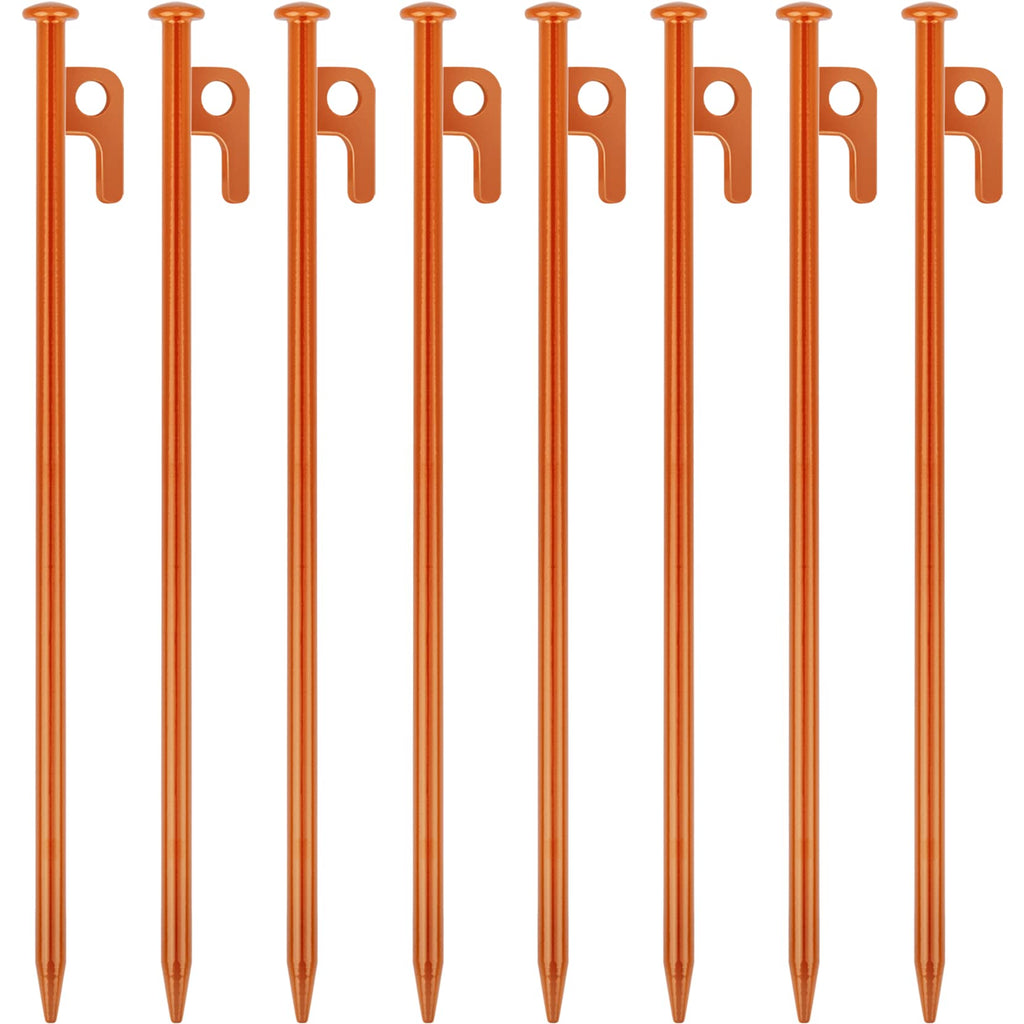 8 Pack Tent Stakes Heavy Duty 12 Inch Steel Tent Pegs For Camping Unbreakable And Inflexible-Orange