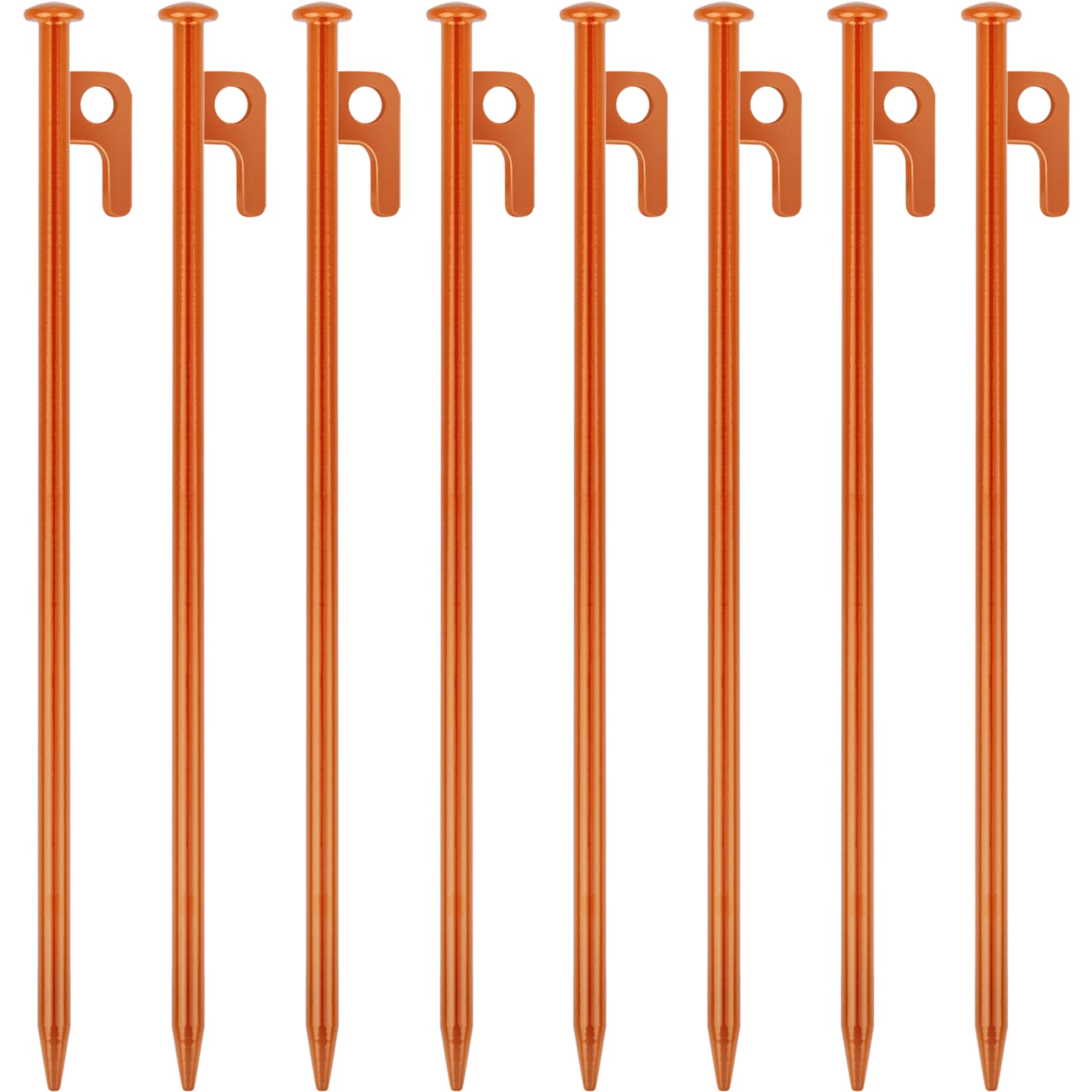 8 Pack Tent Stakes Heavy Duty 12 Inch Steel Tent Pegs For Camping Unbreakable And Inflexible-Orange