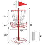 Yaheetech 12-Chain Portable Disc Golf Basket Target Accessories Disc Golf Set W/Basket Target And Double Steel Chains Red