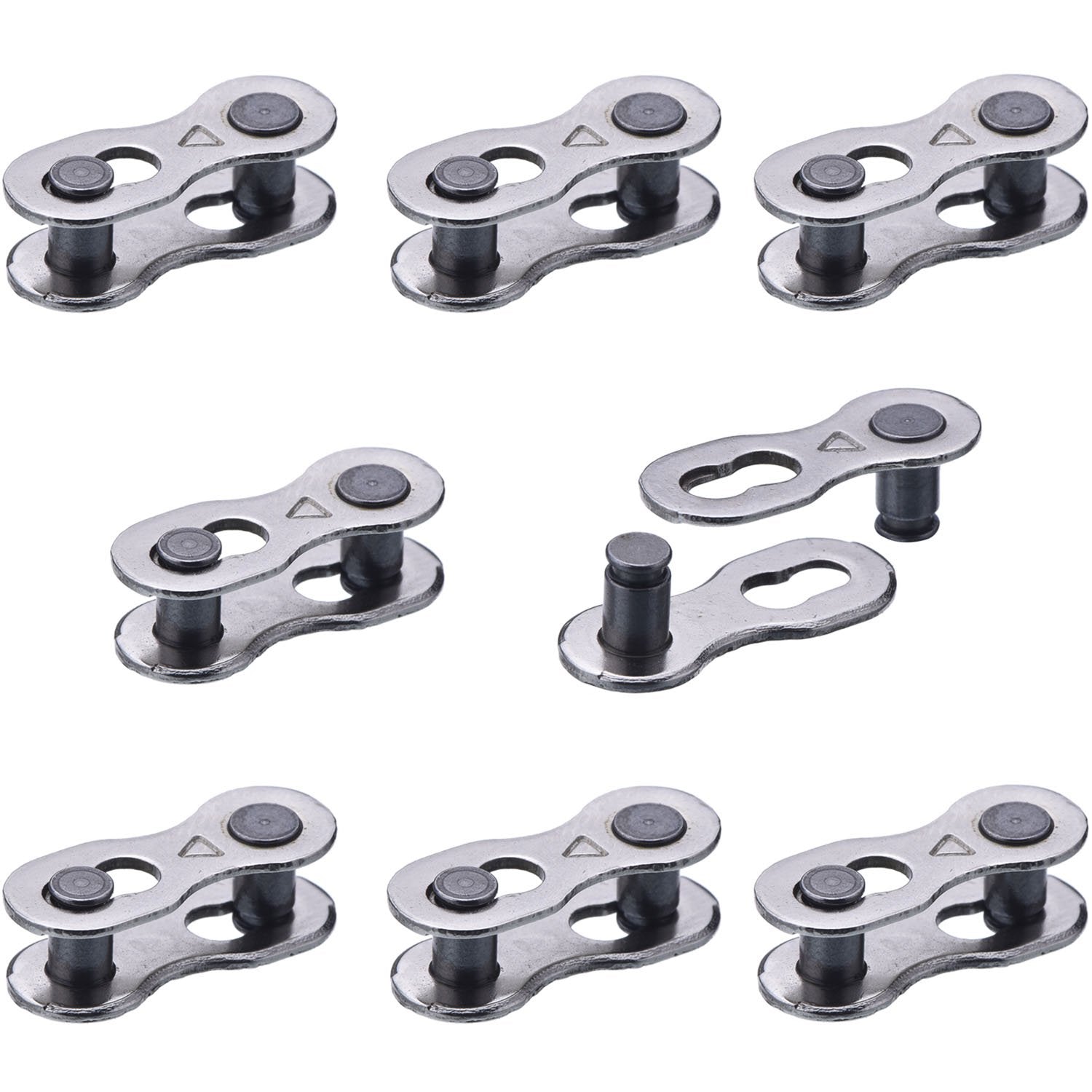 Hotop 8 Pairs Bicycle Missing Link For 6, 7, 8, 9, 10 Speed Chain, Silver, Reusable (6 7 8 Speed)
