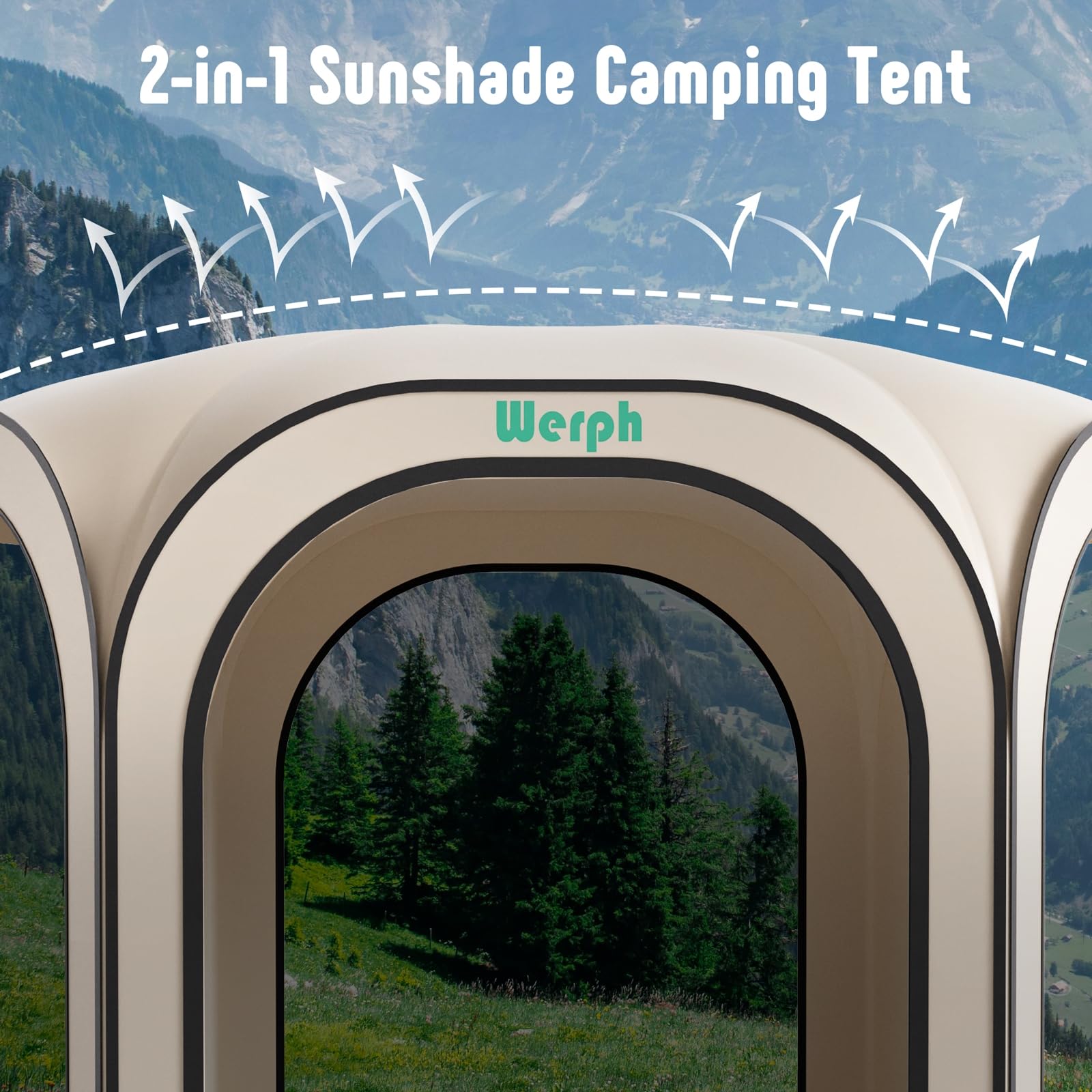 Werph Screen Tent Pop-Up, Portable Tent Canopy with Mesh Mosquito Net, Screen House Room Canopy Shade Screen Houese 10x 10 FT wi