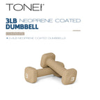 Tone Fitness 3 lb Neoprene Dumbbell Pair for Home Workouts - Non-Slip Design - Beige