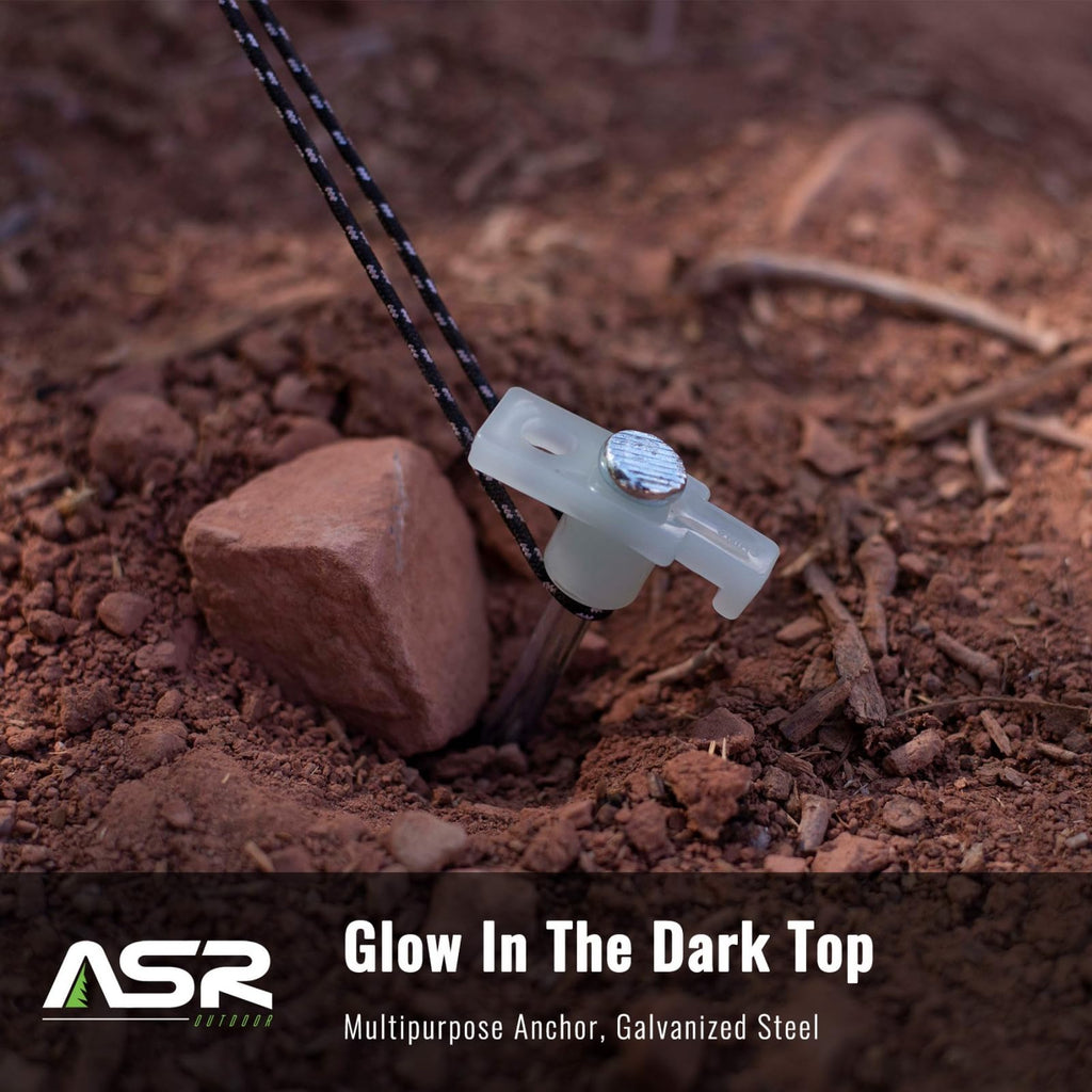 Asr Outdoor (20 Pack) Steel Tent Stake Glow In The Dark Heavy Duty Universal Camping Gear Anchor Tent Pegs
