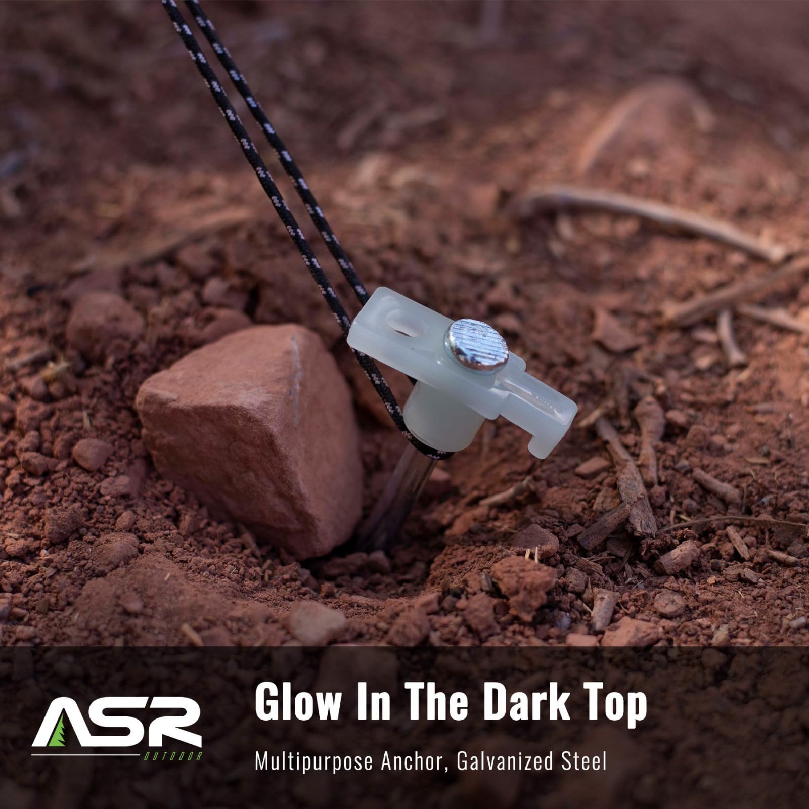 Asr Outdoor (20 Pack) Steel Tent Stake Glow In The Dark Heavy Duty Universal Camping Gear Anchor Tent Pegs