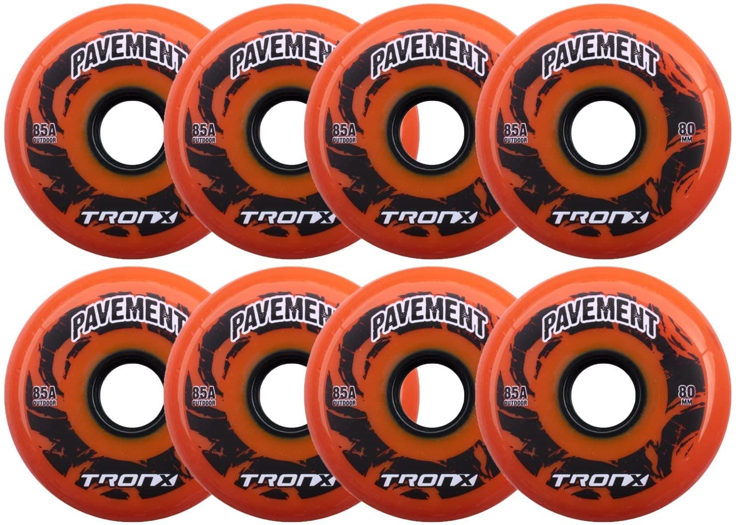 TronX Outdoor Pavement Asphalt Hilo 4-76MM/4-80MM 85A Inline Roller Hockey Wheels 8 Pack