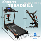 Ksports Foldable 16.5 Inch Cardio Fitness Portable Treadmill With Bluetooth Connectivity, Lcd Display, And Tracking Apps For Hom