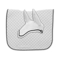 Equinavia Voss Dressage Saddle Pad and Crocheted Bonnet Set - White/Black - Horse