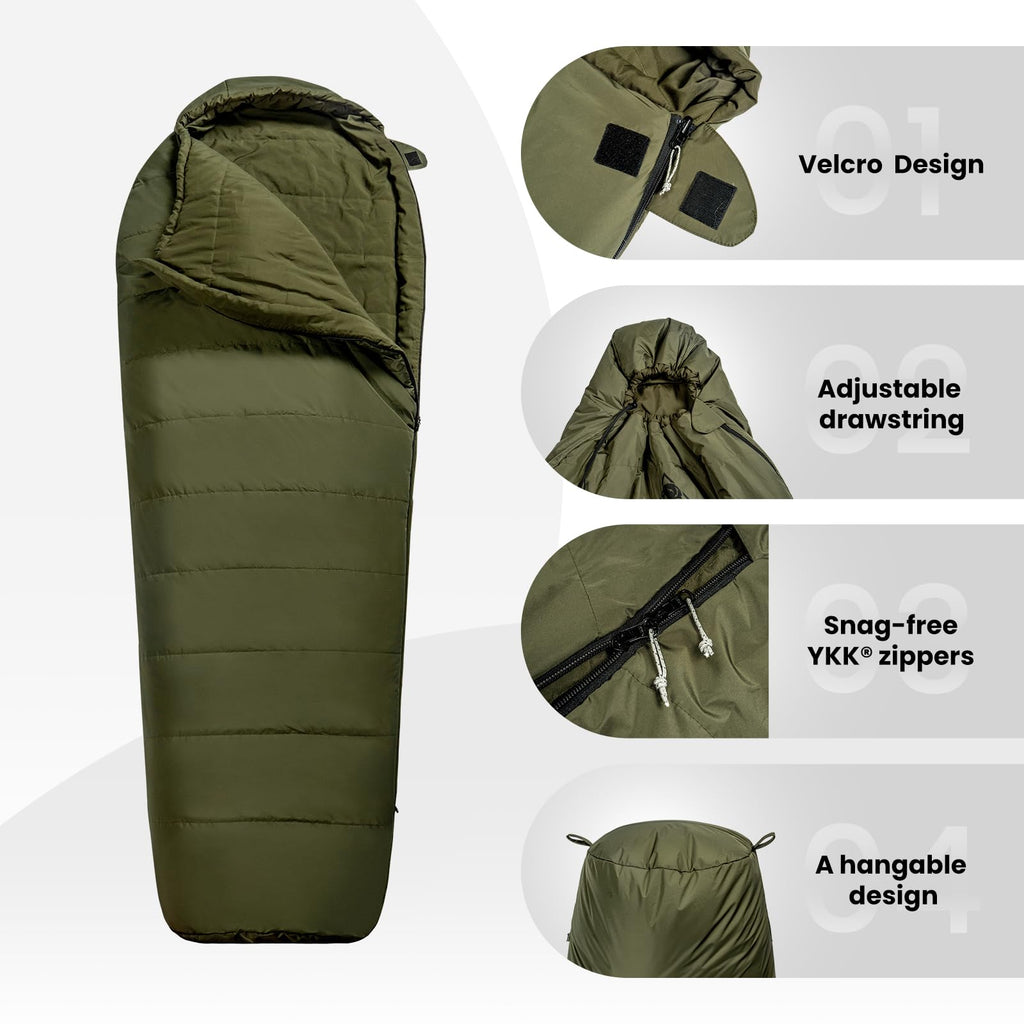 Onetigris Bushcrafter? Sleeping Bags, Mummy Sleeping Bag For Camping Hiking Backpacking, Survival Gear