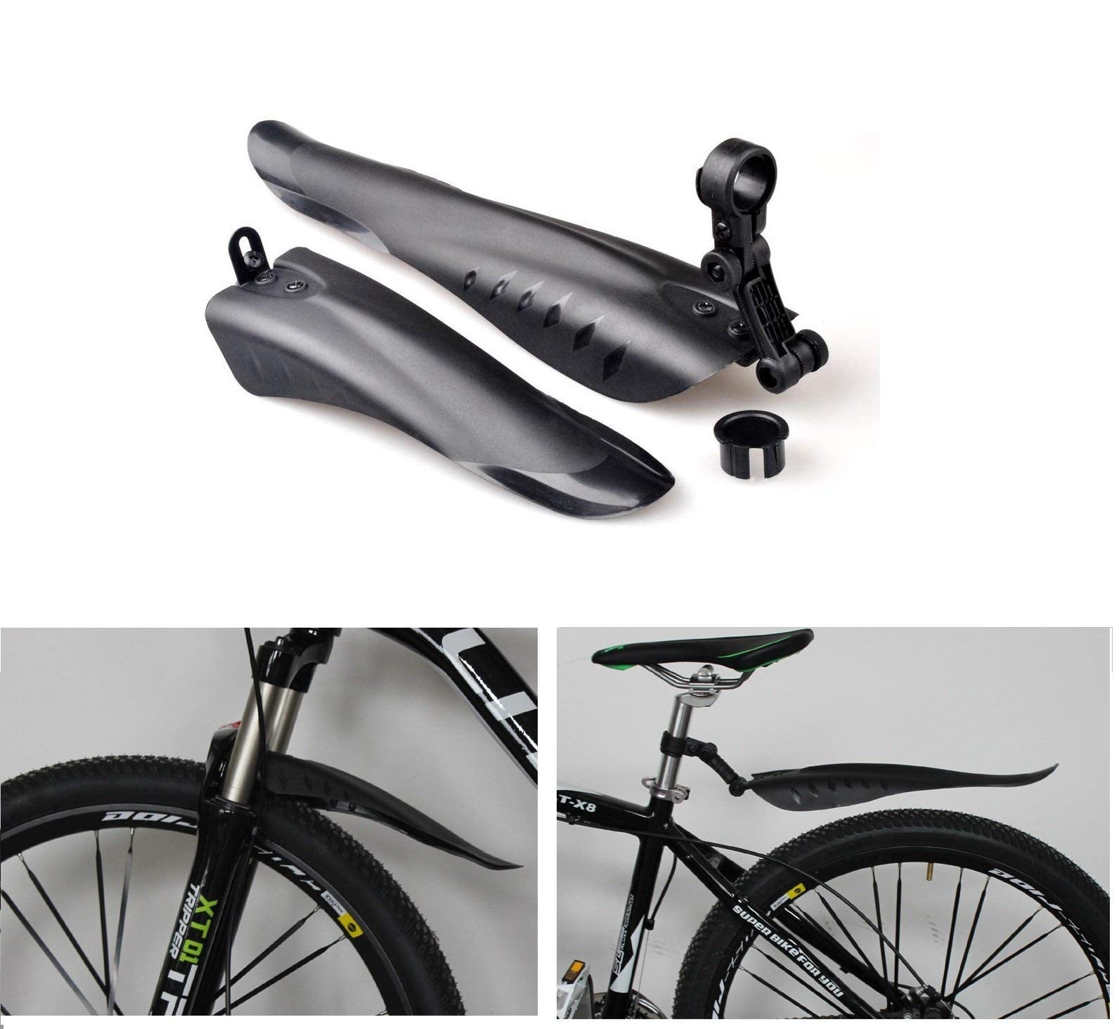 Bluesunshine Adjustable Road Mountain Bike Bicycle Cycling Tire Frontrear Mud Guards Mudguard Fenders Set (Black)