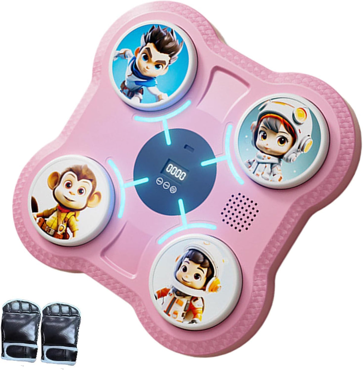 Drumstone 15   WallMounted Kids Music Boxing Machine With Gloves | Led Punch Target, Interactive Indoor Fitness Trainer For Hom