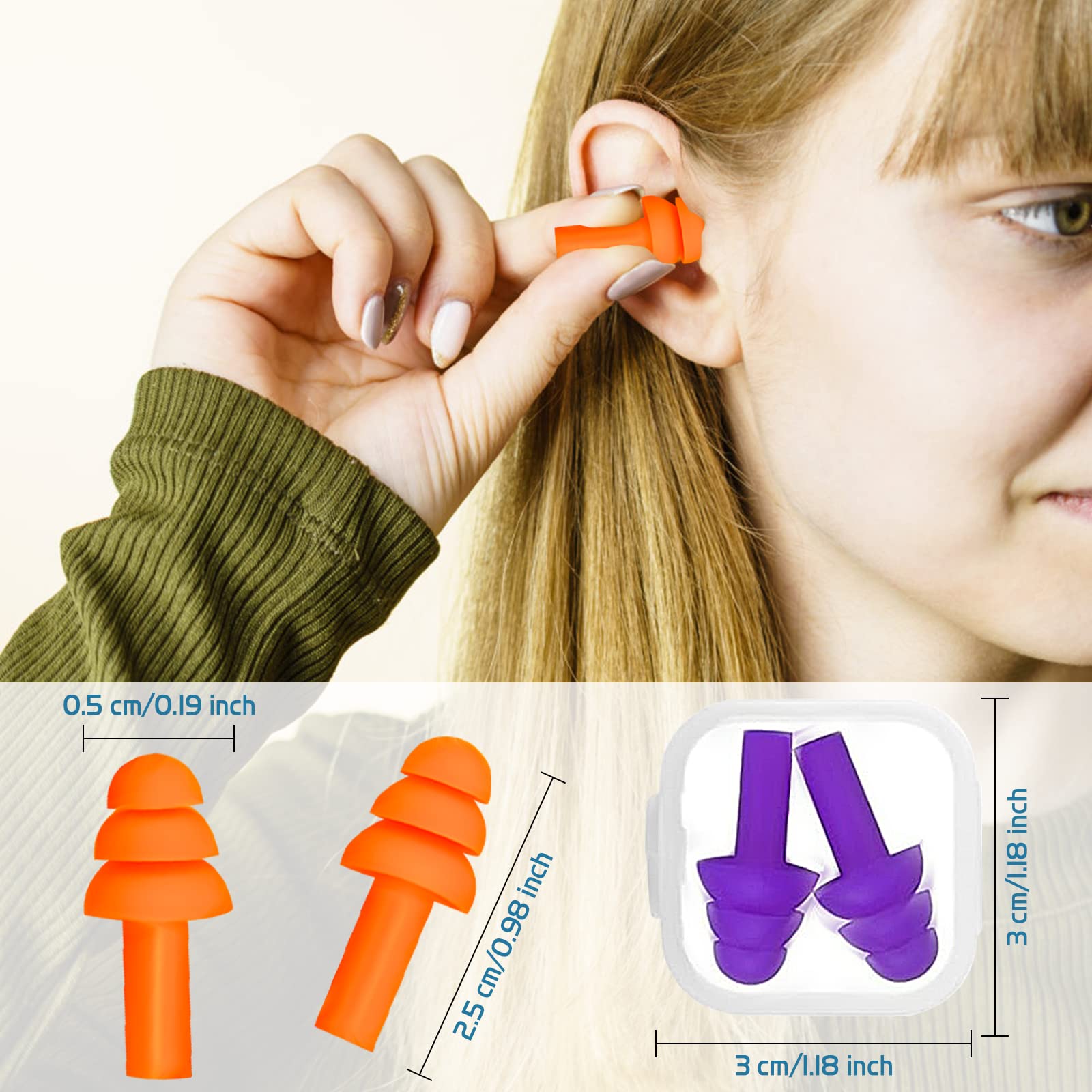 10 Pairs Swimming Earplugs Silicone Noise Cancelling Ear Plugs Reusable Waterproof Earplugs With Case For Swimming And Sleeping,
