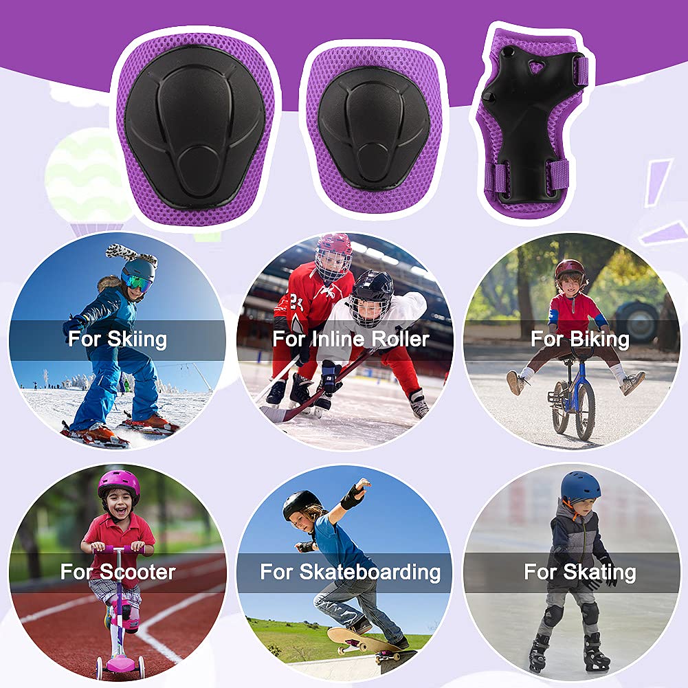 Kids Protective Gear Set Wemfg Knee Pads For Kids 7-13 Years Knee And Elbow Pads With Wrist Guards 3 In 1 For Skating Cycling Bi