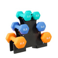 Fitvids Colored Neoprene Dumbbell Set with Rack, 32 LBS (3/5/8LB Pairs)