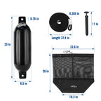 Affordura Boat Fender 4 Pack Boat Bumpers Fenders With 4 Ropes, Boat Bumpers For Pontoon Boat Fenders Inflatable (Black, 6.5 Inc