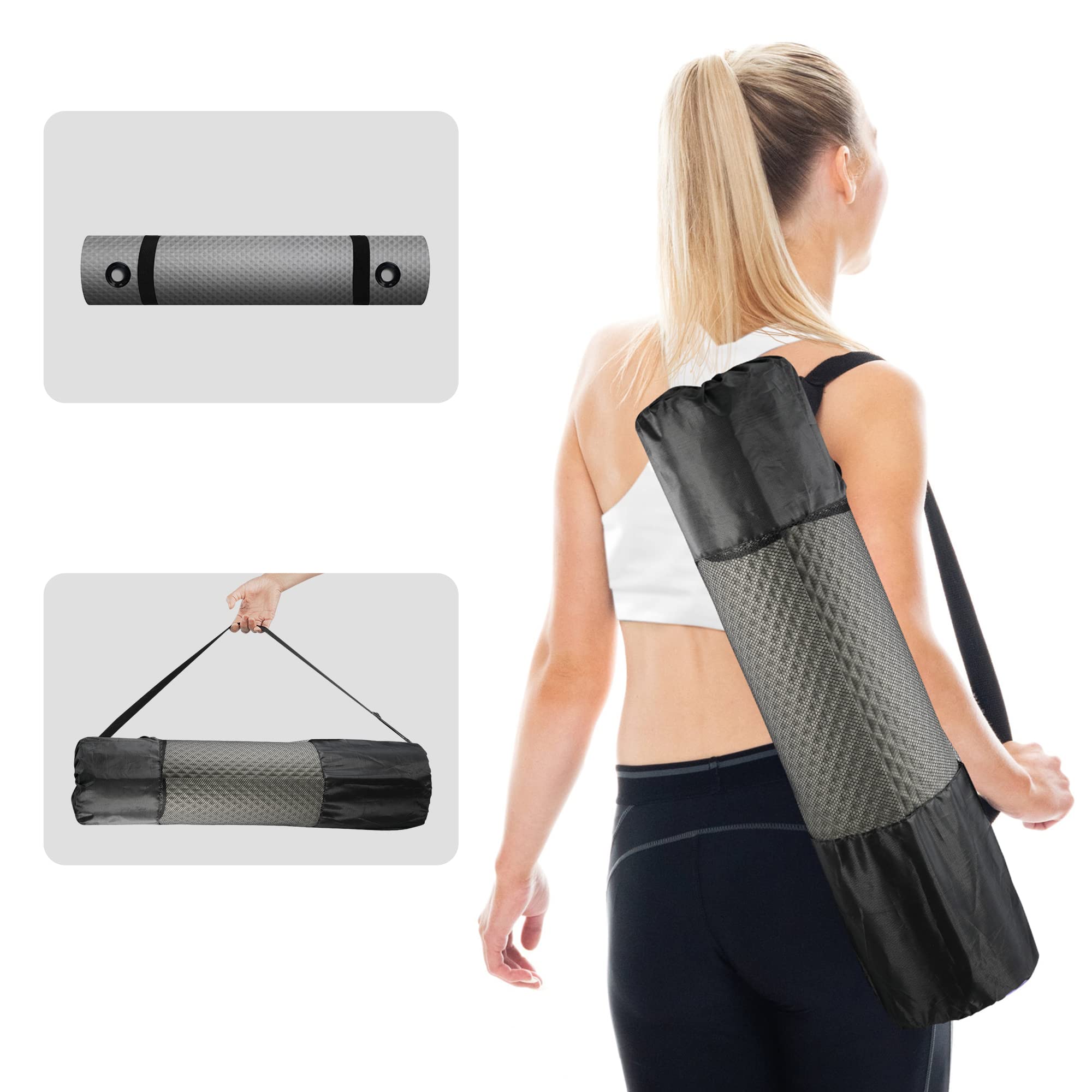 Lfs Large Yoga Mat - 72''X 31.5'' X 2/5 Inch, Extra Wide And Extra Thick Non Slip Exercise & Fitness Yoga Mat With Band And Yoga
