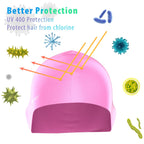 Zabert Girls Kids Swim Cap Hat,Swimming Caps Hats For Girls Toddler Baby Long Hair Braids & Dreadlocks - Silicone Waterproof Pin