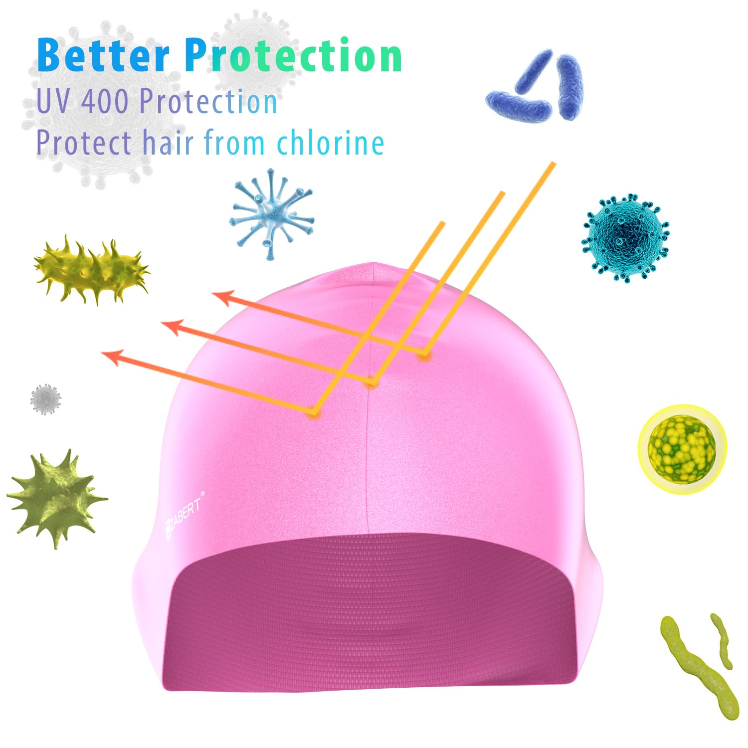 Zabert Girls Kids Swim Cap Hat,Swimming Caps Hats For Girls Toddler Baby Long Hair Braids & Dreadlocks - Silicone Waterproof Pin