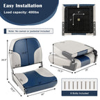 Goplus Low/High Back Boat Seats, Folding Boat Seat With Stainless Steel Screws & Aluminum Hinges, Thickened Sponge Padding, Wate