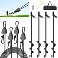 Tinnmao 4-Pack 17.7 Tent Stakes Heavy Duty with Ratchet Tie Down Straps Kit for High Wind, Metal Spiral Ground Anchors Screw in 