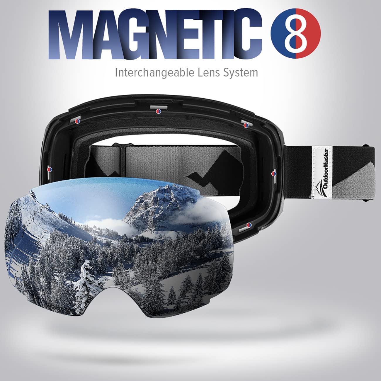 Outdoormaster Ski Goggles Pro - Frameless, Interchangeable Lens 100% Uv400 Protection Snow Goggles For Men & Women (Vlt 10% Grey