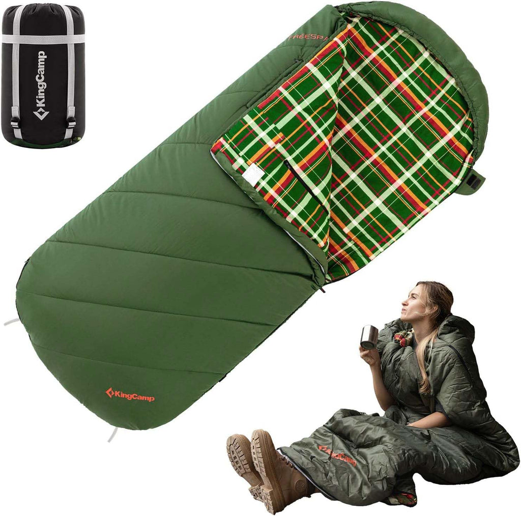 Kingcamp Wearable Sleeping Bag For Adults, Cold Weather & Warm Extra Wide Big & Tall Xl Portable Waterproof Flannel Sleeping Bag