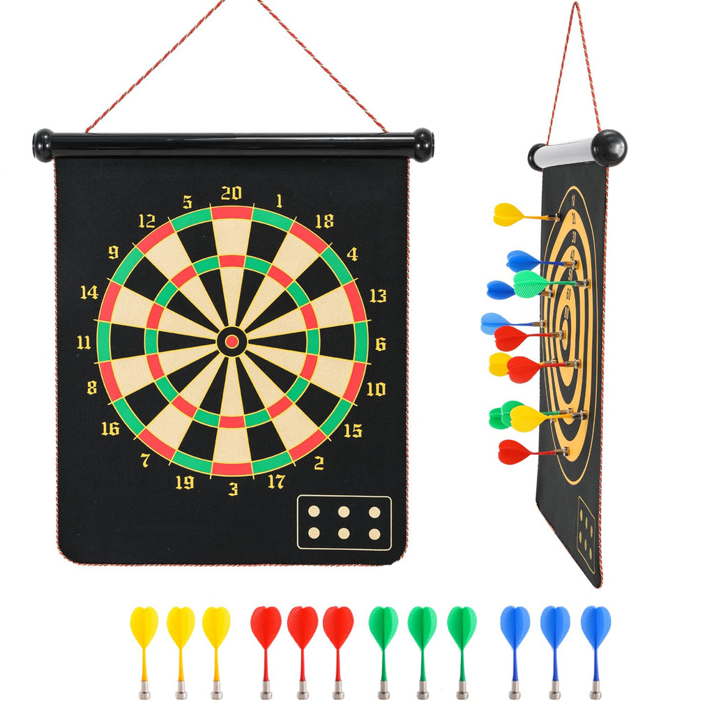 Cx L Sum Magnetic Dart Board, Indoor Outdoor Dart Games For Kids With 12Pcs Magnetic Darts, Safety Toy Games, Rollup Double Side