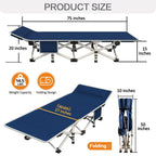 Colmerd Camping Cot With Comfortable Mattress Violet And Cerulean Cots For Sleeping Heavy Duty Camping Bed 2 Person Folding Cot