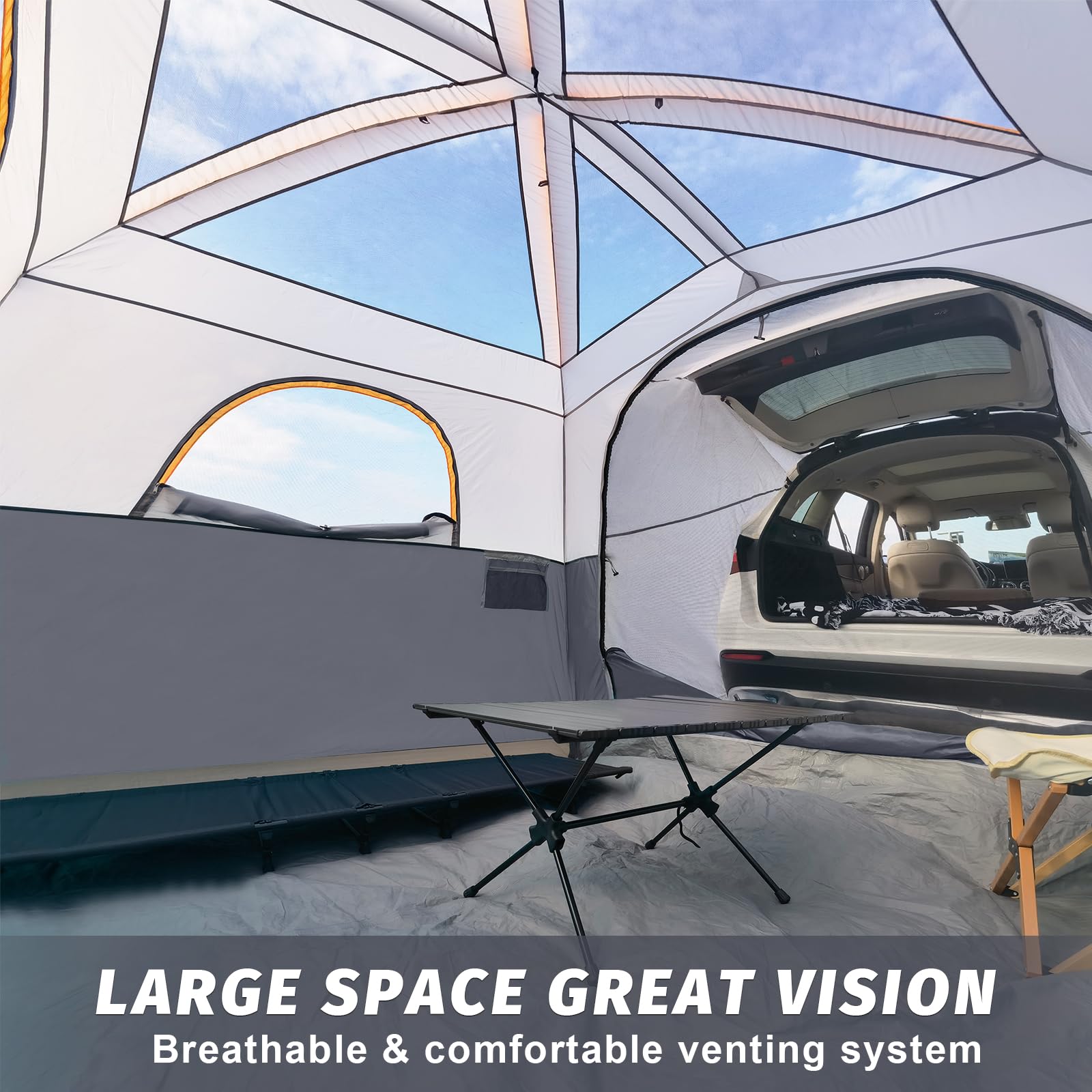 Unp Suv Tent For Camping, 6-Person Car Camping Tents, Suv Tailgate Tent For Outdoor, Easy Set Up With Rainfly 10'X9'X78In(H) (Gr