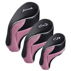 Andux Golf 460Cc Driver Fairway Wood Club Head Covers Hook & Loop Set Of 3 Pink