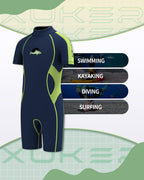 Xuker Kids Wetsuit For Boys Girls Youth 3Mm Neoprene Back Zip Shorty Wet Suit Thermal Wetsuits For Teens Scuba Dive Swimming