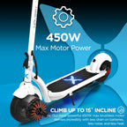 Hover-1 Alpha Foldable Electric Scooter with 450W Brushless Motor, 18 mph Max Speed, 10    Air-Filled Tires and 12 Mile Range