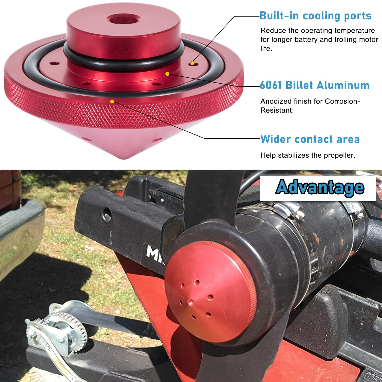 Eliminator Trolling Motor Prop Nut Billet Aluminum Custom Fit For Minnkota 80, 101 And 112 Lb Models (Gfel-Mk-Bk-Dp).
