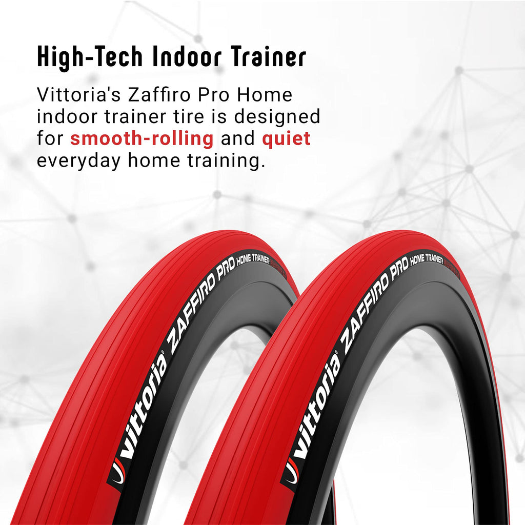 Vittoria Zaffiro Pro Home Trainer Tire - Indoor Bike Trainer Tire - Foldable Training Bicycle Tire (Red, 700X23C)