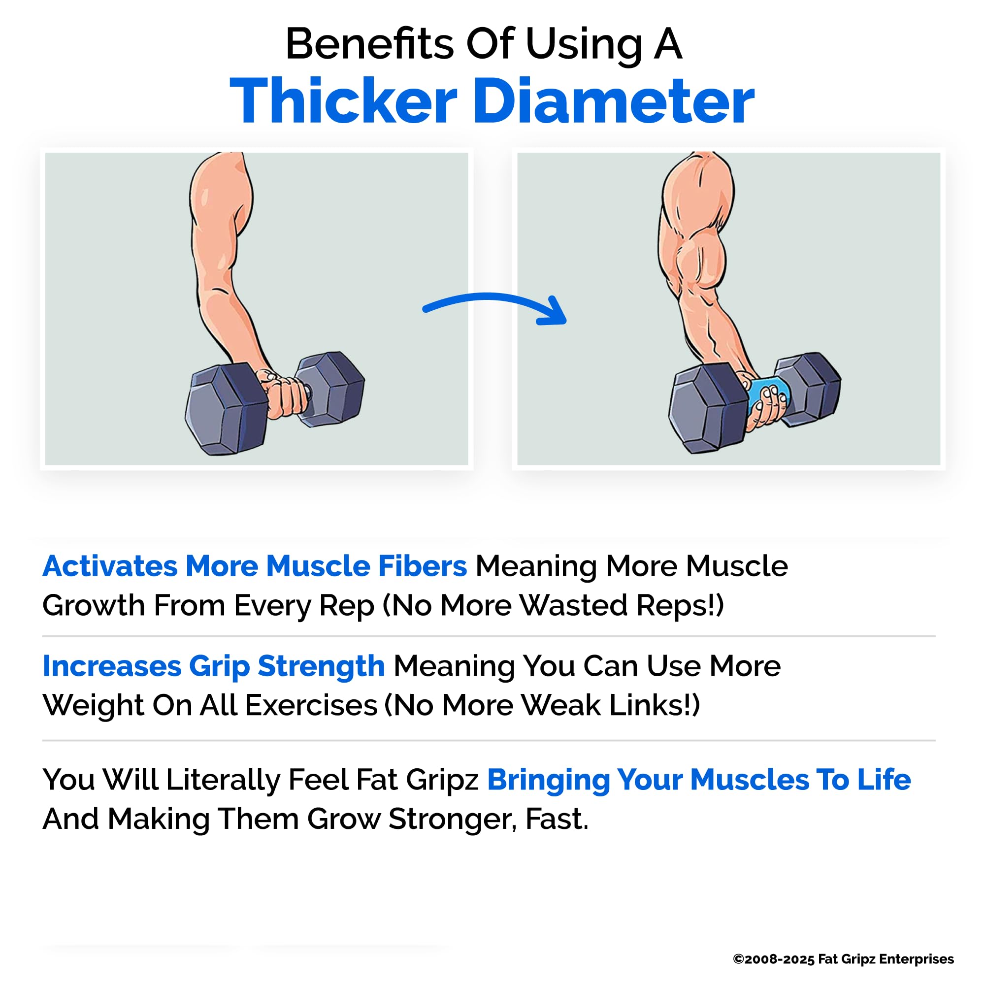 Fat Gripz Pro - The Simple Proven Way To Get Big Biceps & Forearms Fast - At Home Or In The Gym (Winner Of 3 Menas Health Magazi