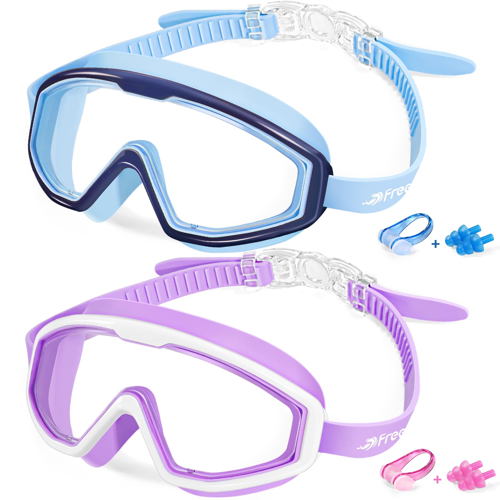 Freela Swim Goggles for Kids 6-14 4-7 8-12 3-6 2-4 3-5 3-10 4-8, Boys Girls Swimming Goggles Anti Fog UV Protection Waterproof N