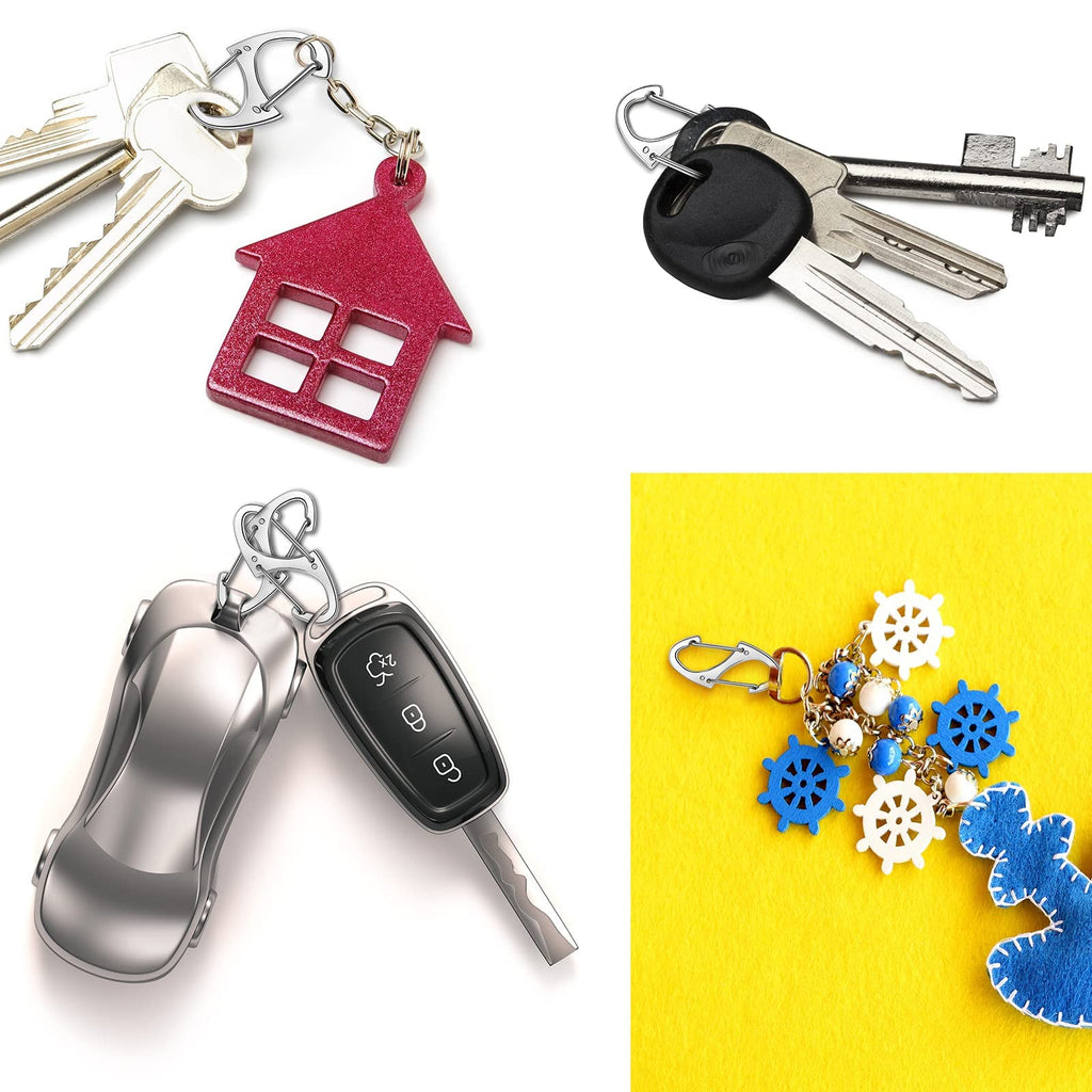 Moxweyeni 20 Pcs Zipper Clip S Carabiner Clips Small Alloy Snap Hook Anti Theft 1. 6 Inch Mini Dual Wire Gate Interlocking Keych