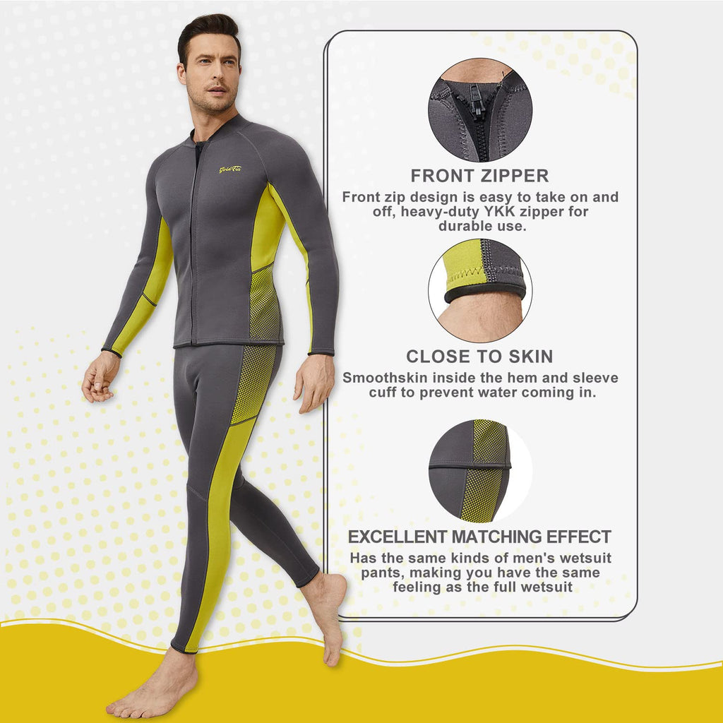 Goldfin Wetsuit Top, Mens Women 2Mm Wet Suits Neoprene Jacket Long Sleeve For Diving Surfing Kayaking Swimming, X-Small
