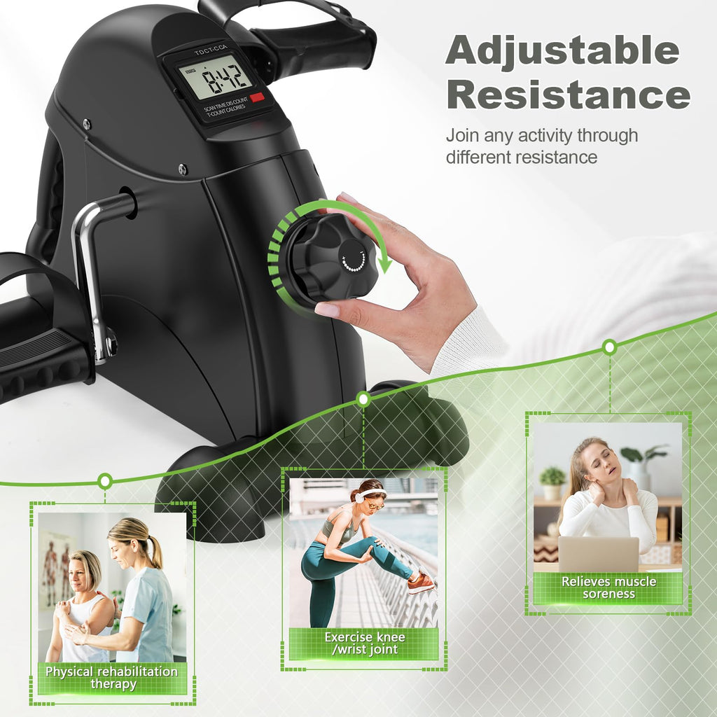 Feierdun Under Desk Bike Pedal Exerciser For Arm/Leg Exercise, Mini Exercise Bike Adjustable Magnetic Resistance Desk Cycle With