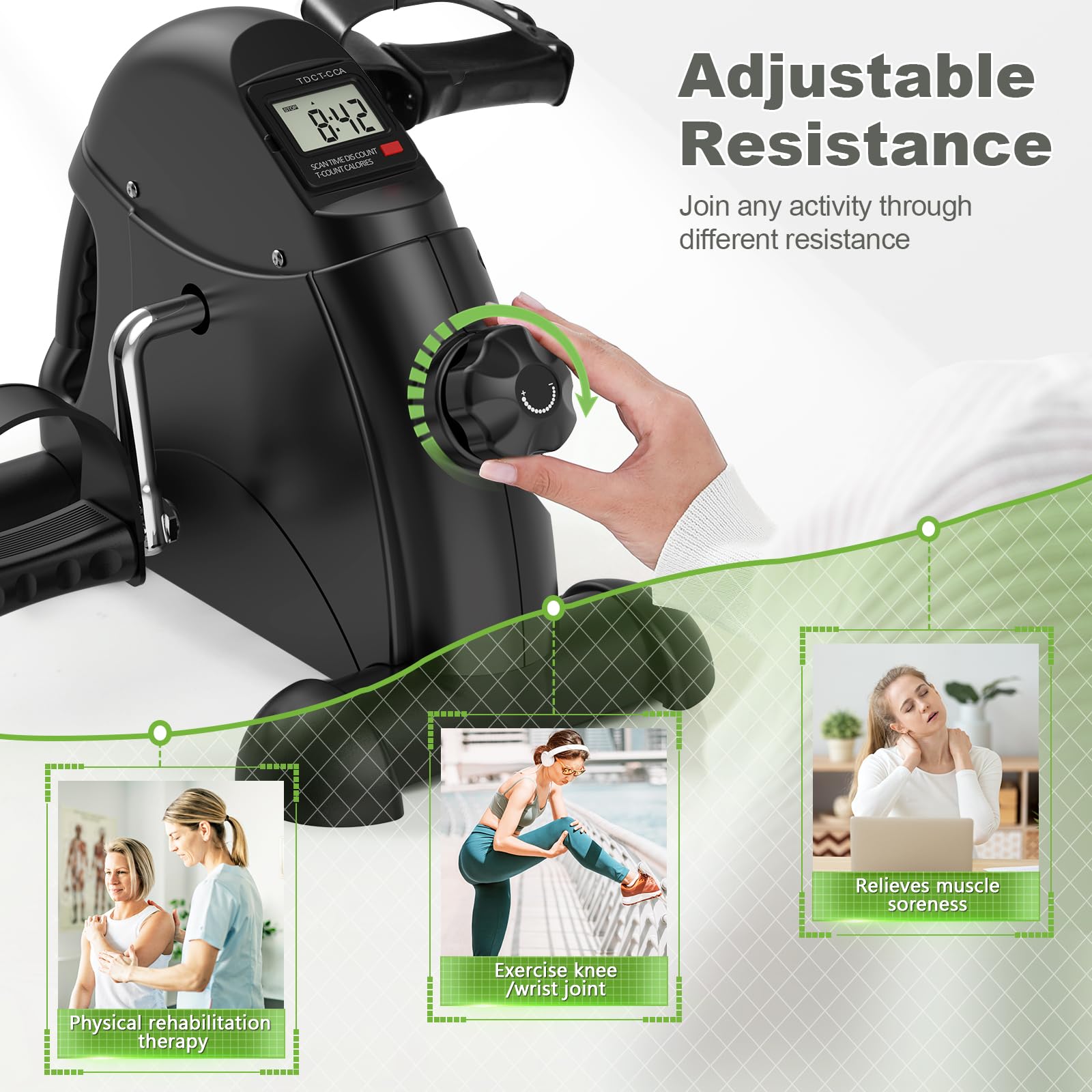 Feierdun Under Desk Bike Pedal Exerciser For Arm/Leg Exercise, Mini Exercise Bike Adjustable Magnetic Resistance Desk Cycle With