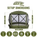 Clam Quick-Set Venture 9 X 9 Foot Portable Pop-Up Outdoor Camping Gazebo Screen Tent 5 Sided Canopy Shelter With Ground Stakes A