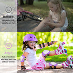 Toddler Bike Helmet Kids Helmet Knee Pads and Elbow Pads Set Adjustable Protective Gear Set with DIY Stickers for Girls Age 3-5-