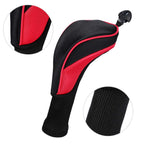 Longchao Red/Black Golf Head Covers Driver 1 3 4 5 7 X Fairway Woods Headcovers Long Neck Neoprene Protective Covers With Interc