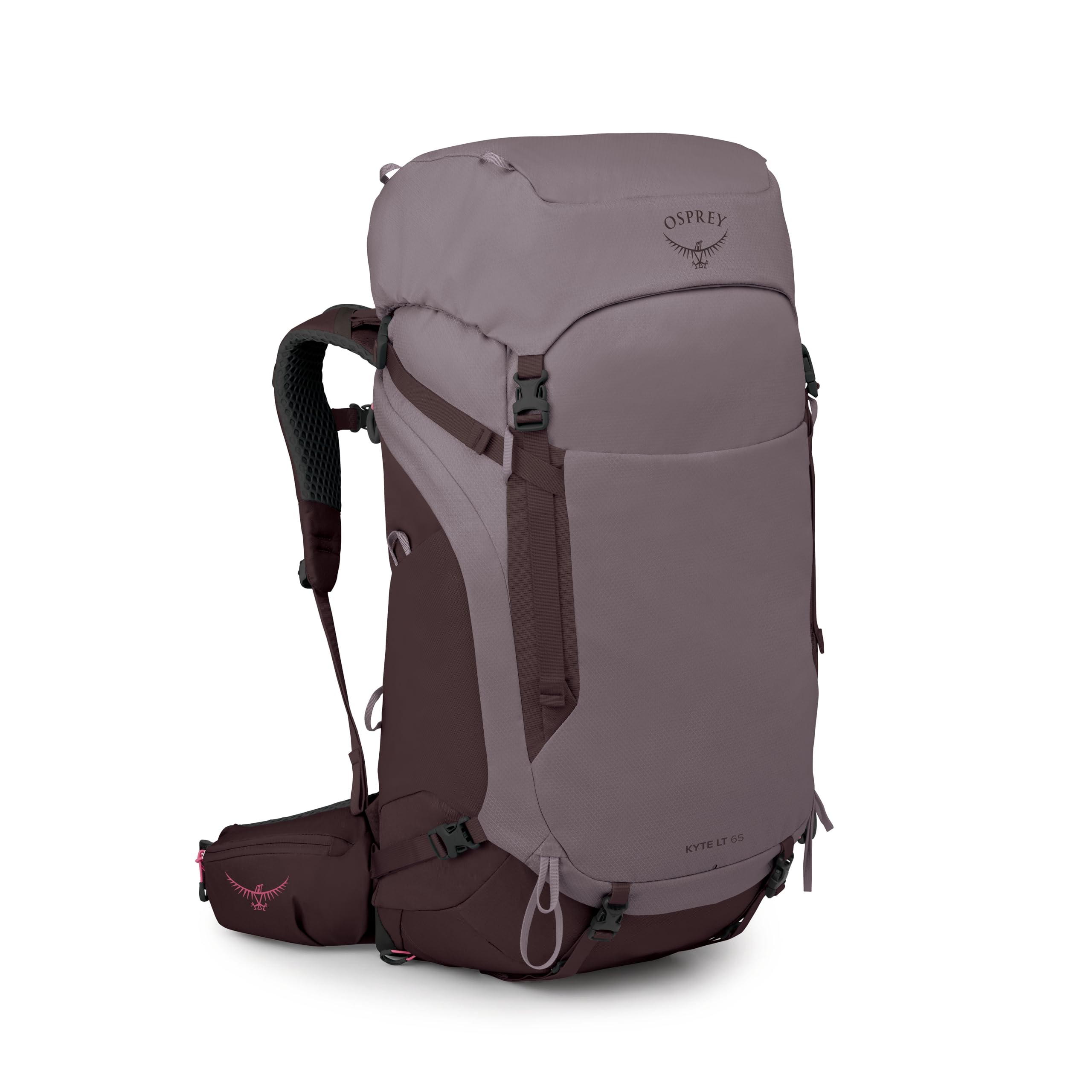 Osprey Kyte LT 65L Womens Backpacking Backpack - Lightweight Hiking & Camping Bag with Waterproof Raincover, Graphite Purple
