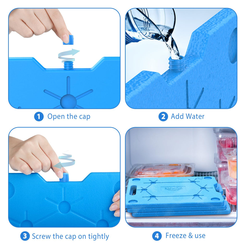 Outxe Ice Packs For Coolers 3-Pack 10 * 13 Inch Slim Space Saving Reusable Long Lasting Cold Freezer Packs For Coolers Keep Food
