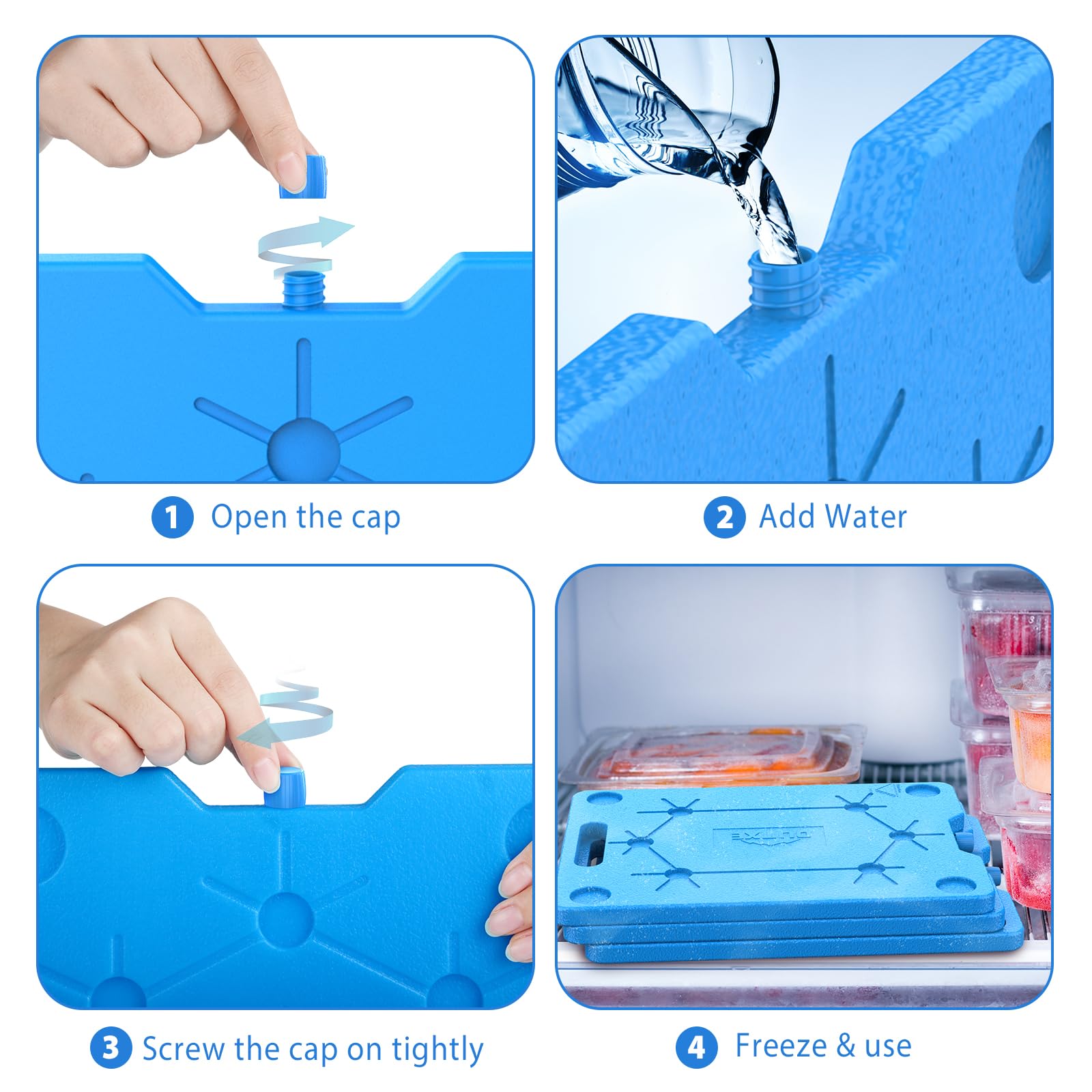 Outxe Ice Packs For Coolers 3-Pack 10 * 13 Inch Slim Space Saving Reusable Long Lasting Cold Freezer Packs For Coolers Keep Food