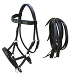 Challenger Horse Western English Leather Bitless Sidepull Bridle W/Split Reins 77Rs12Bk