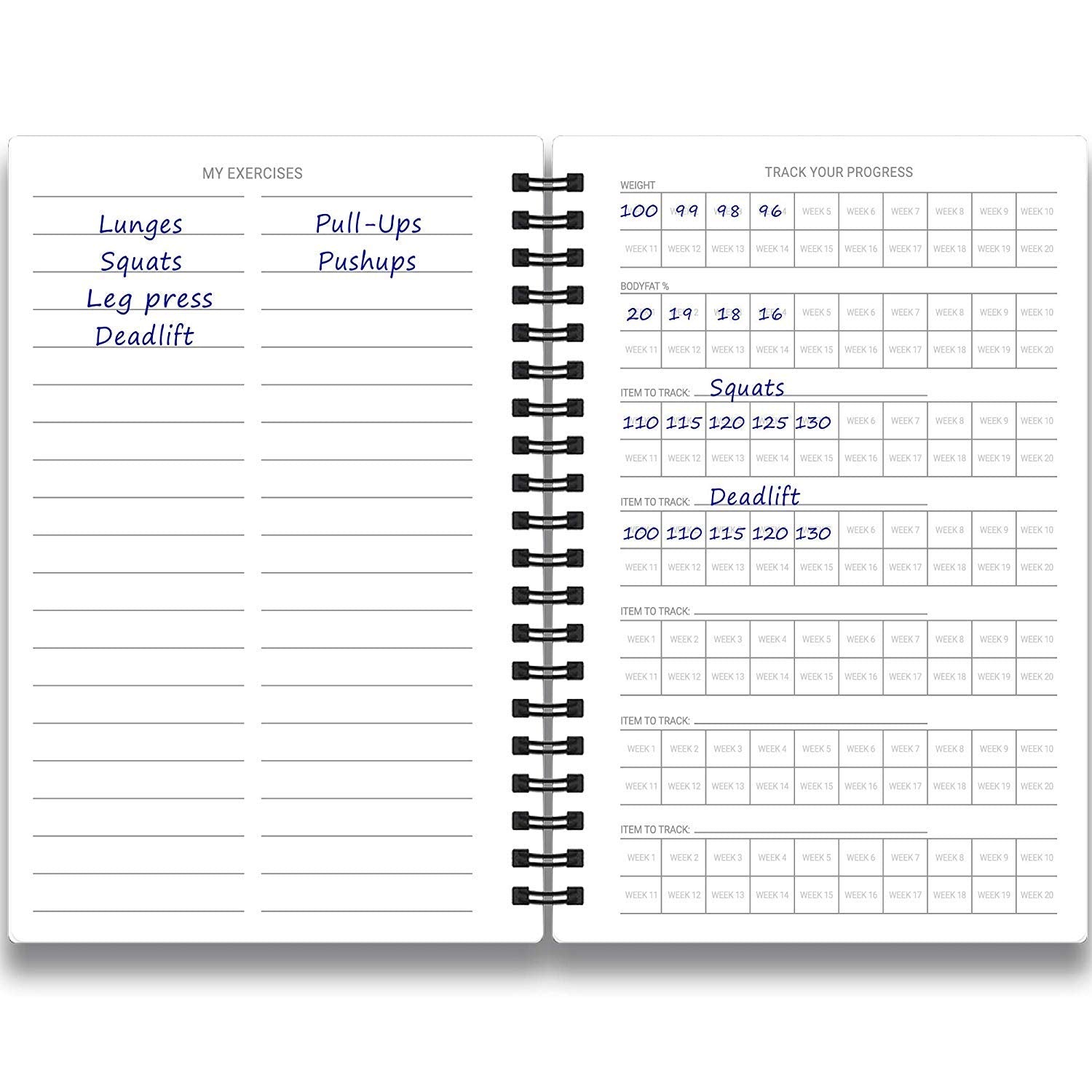 Undated Fitness Log Book & Workout Planner - Designed By Experts Gym Notebook, Workout Tracker, Exercise Journal For Men Women