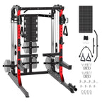 GarveeLife Power Cage, 2000 LB Power Rack with Dual Pulley Cable Crossover, Multi-Function Home Gym Squat Rack with Attachments,