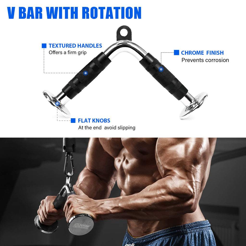Power Guidance Triceps Pull Down Attachment, Cable Machine Accessories For Home Gym, Lat Pull Down Attachment Weight Fitness (3.